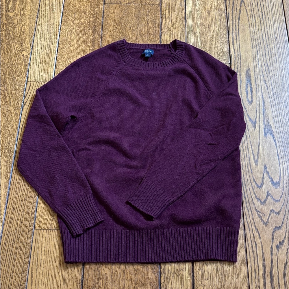 J Crew Factory Men's Wool-blend Crewneck sweater in deep burgundy